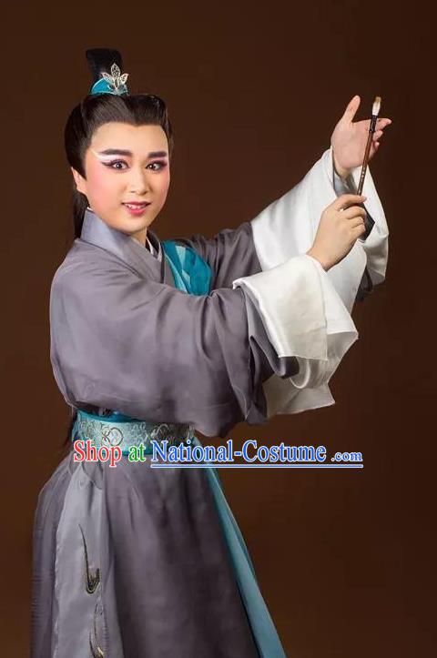 Seng Yao Chinese Yue Opera Xiaosheng Scholar Garment and Headwear Shaoxing Opera Young Male Niche Apparels Costumes