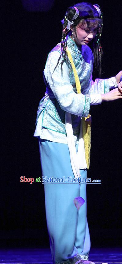 Chinese Shaoxing Opera Servant Girl Apparels Costumes and Headpieces The Family Republic of China Yue Opera Xiaodan Garment Dress