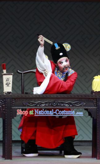 Chinese Yue Opera Magistrate Hu Jin Chun Cao Apparels Costumes and Headwear Shaoxing Opera Chou Role Clown Garment