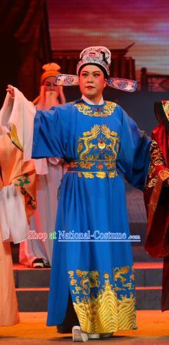 Chinese Yue Opera Xiaosheng Qing Jian Fan Ying Apparels and Headwear Shaoxing Opera Young Male Costumes Official Garment