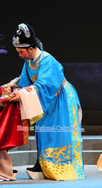 Chinese Yue Opera Xiaosheng Qing Jian Fan Ying Apparels and Headwear Shaoxing Opera Young Male Costumes Official Garment