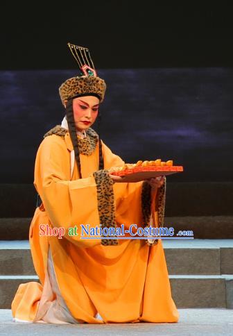 Chinese Yue Opera Eunuch Qing Jian Fan Ying Apparels and Headwear Shaoxing Opera Male Role Costumes Garment