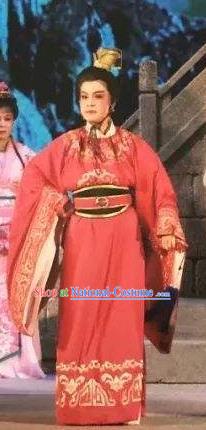 Xu Fu Dong Du Chinese Yue Opera Niche Prince Red Garment Costumes and Headwear Shaoxing Opera Xiaosheng Young Male Apparels