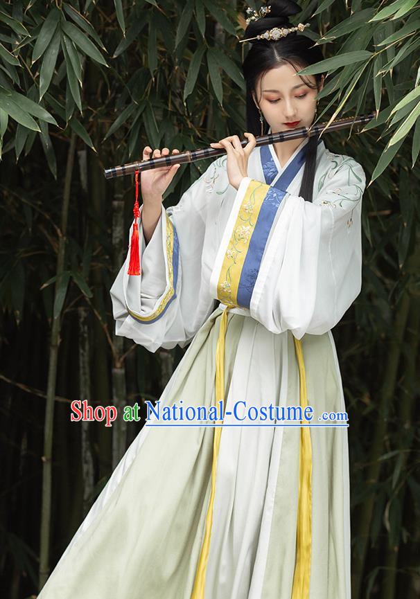 Chinese Traditional Jin Dynasty Young Lady Hanfu Dress Ancient Female Swordsman Garment Historical Costumes