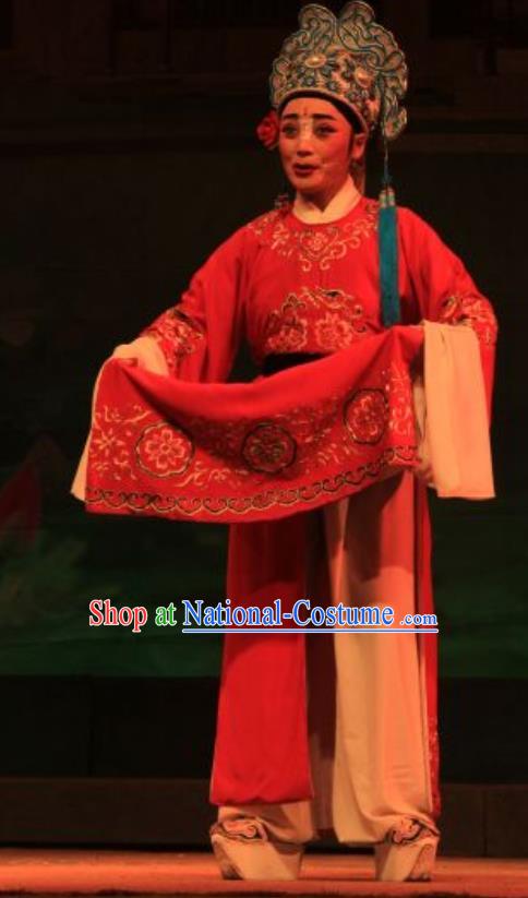 Yi Jian Zhong Qing Chinese Yue Opera Xiaosheng Garment Costumes and Headwear Shaoxing Opera Young Male Scholar Yan Jun Apparels