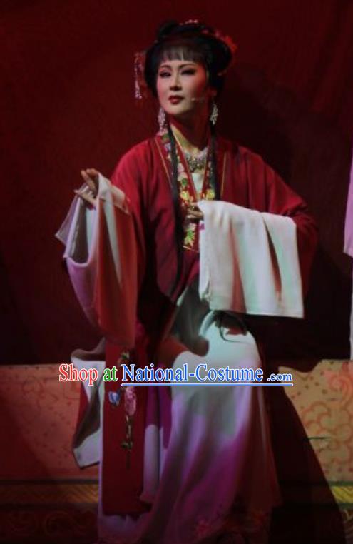 Chinese Shaoxing Opera Rich Lady Gao Qiufang Dress Apparels Costumes and Headpieces Yi Jian Zhong Qing Yue Opera Diva Wedding Garment