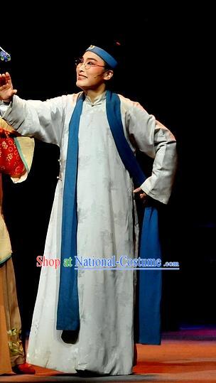 Liu Hua Xi Chinese Yue Opera Young Male Garment and Headwear Shaoxing Opera Qing Dynasty Scholar Gown Costumes