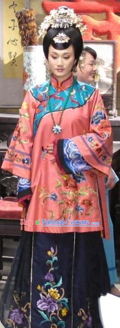 Chinese Shaoxing Opera Noble Female Apparels Costumes and Headdress Yue Opera Liu Hua Xi Dress Young Mistress Garment