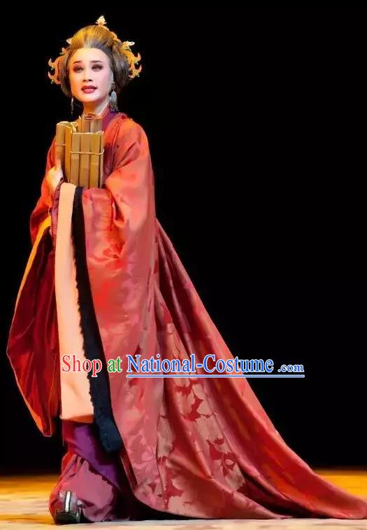 Chinese Shaoxing Opera Elderly Female Apparels Costumes and Headdress Yue Opera Litterateur Ban Zhao Dress Garment