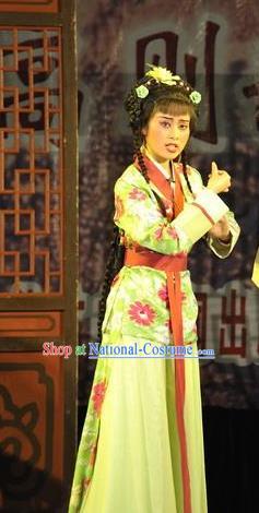 Chinese Shaoxing Opera Xiaodan Costumes Apparels and Headpieces Yue Opera Servant Girl Dress Garment