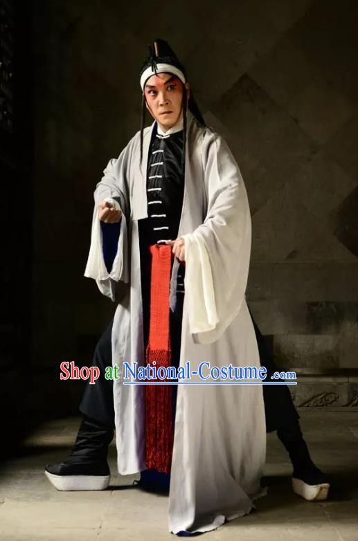 Heros Chinese Kun Opera Martial Male Garment Apparels Clothing and Headwear Kunqu Opera Swordsman Wu Song Costumes