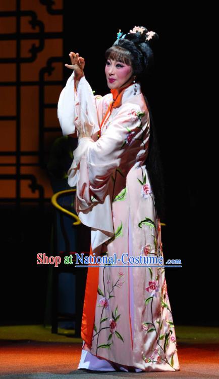 Chinese Shaoxing Opera Hua Tan Diva Dress Apparels Costumes and Headdress Yue Opera Young Lady Actress Garment