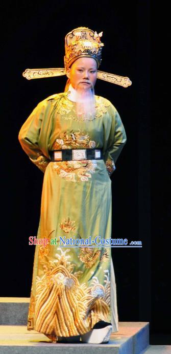 Chinese Yue Opera Elderly Male Garment and Headwear Shaoxing Opera Laosheng Costumes Official Clothing