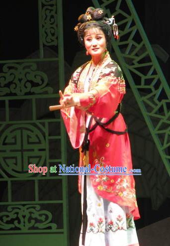 Chinese Shaoxing Opera Servant Girl Qiu Xiang Dress Costumes and Headpieces Three Charming Smiles Yue Opera Young Lady Garment Apparels