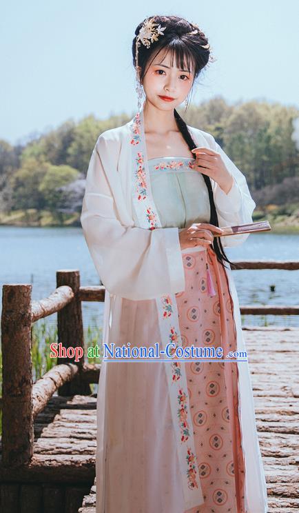 Chinese Traditional Song Dynasty Historical Costumes Ancient Young Lady Hanfu Dress Garment Apparels