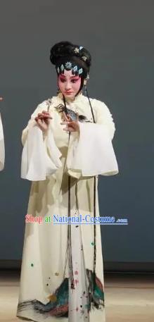 Chinese Kun Opera Actress Diva Rosy Dress Costumes and Headdress Wu Shi Ji Kunqu Opera Garment Young Mistress Li Ruoshui Apparels