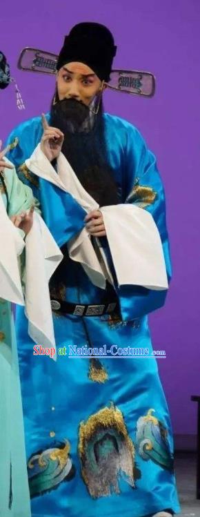 Chinese Kun Opera Official Liu Zhan Garment Apparels Clothing and Headwear Wu Shi Ji Kunqu Opera Male Role Costumes Embroidered Robe