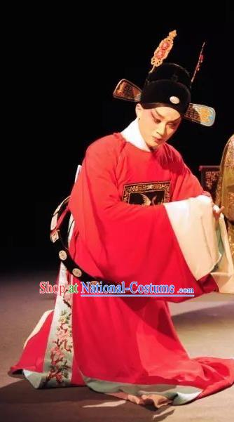 On A Wall and Horse Chinese Kun Opera Young Male Garment Costumes and Headwear Kunqu Opera Xiaosheng Pei Shaojun Apparels Number One Scholar Clothing