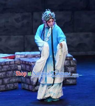 Chinese Kun Opera Distress Maiden Dress Costumes and Headdress On A Wall and Horse Kunqu Opera Young Female Li Qianjun Garment Apparels