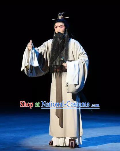 Chinese Kun Opera Elderly Male Yu Shun Apparels Garment Costumes and Headwear Kunqu Opera the Dream of Xiang Fei Laosheng Clothing