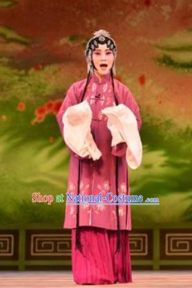 Chinese Kun Opera Female Role Rosy Dress Apparels Costumes and Headdress Bai Luo Shan Kunqu Opera Madame Su Garment