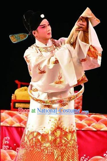 Bai Luo Shan Chinese Kun Opera Number One Scholar Xu Jizu Apparels Garment Costumes and Headwear Kunqu Opera Xiaosheng Clothing Embroidered Robe