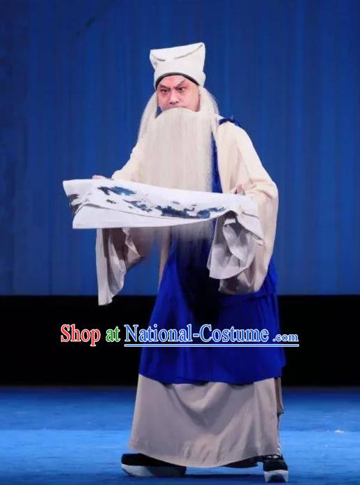 Bai Luo Shan Chinese Kun Opera Elderly Male Apparels Garment Costumes and Headwear Kunqu Opera Old Servant Yao Da Clothing