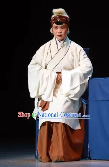 Chinese Kun Opera Old Woman Dress Apparels Costumes and Headdress Bai Luo Shan Kunqu Opera Elderly Female Garment