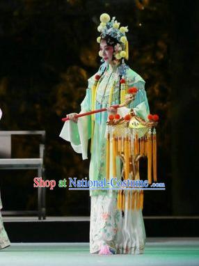 Chinese Kun Opera Xiaodan Dress Costumes and Headpieces Rain on the Phoenix Tree Kunqu Opera Young Lady Garment Apparels