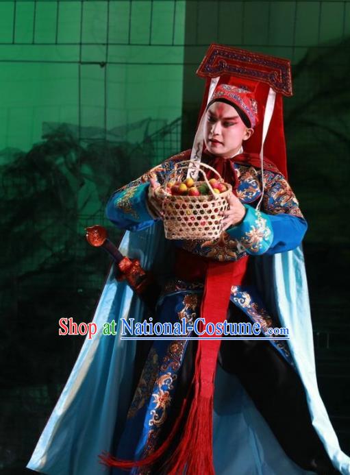 Rain on the Phoenix Tree Chinese Kun Opera Wusheng Garment Costumes and Headwear Kunqu Opera Imperial Bodyguard Apparels Clothing