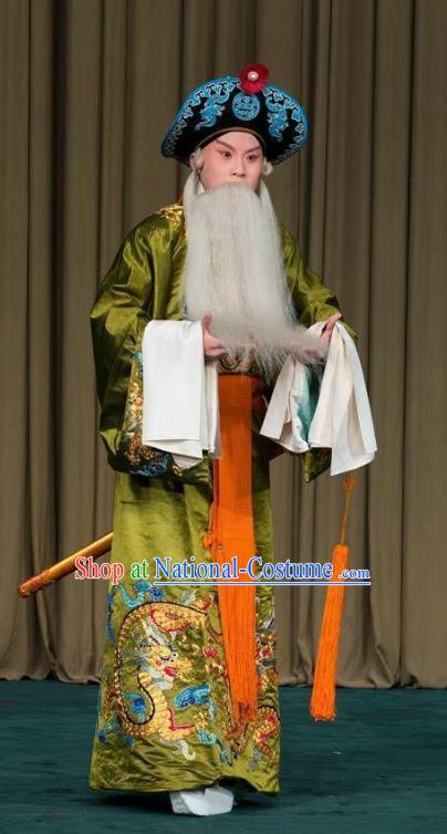 the Legend of Washing the Silk Gauze Chinese Kun Opera Garment Costumes and Headwear Kunqu Opera Elderly Male Wu Zixu Apparels Clothing