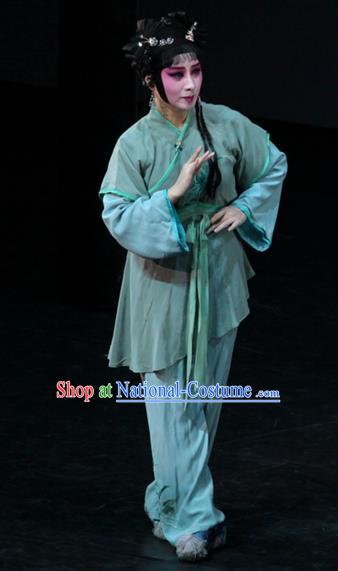 Chinese Kun Opera Xiaodan Garment Costumes and Headpieces Dream of Red Mansions Kunqu Opera Servant Girl Dress Apparels