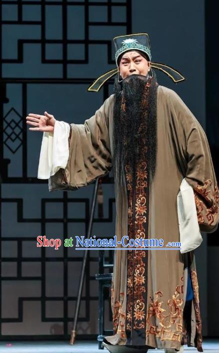 Chinese Kun Opera Elderly Male Jia Zheng Apparels and Headwear Dream of Red Mansions Garment Costumes Kunqu Opera Laosheng Landlord Clothing