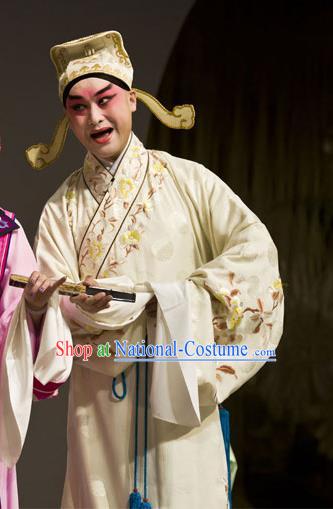 Chinese Kun Opera Young Male Apparels and Hat Dream of Red Mansions Garment Costumes Kunqu Opera XIaosheng Jia Rui Clothing