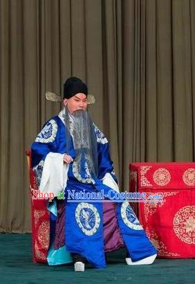 the Legend of Washing the Silk Gauze Chinese Kun Opera Laosheng Garment Costumes and Headwear Kunqu Opera Elderly Male Wu Zixu Apparels Clothing