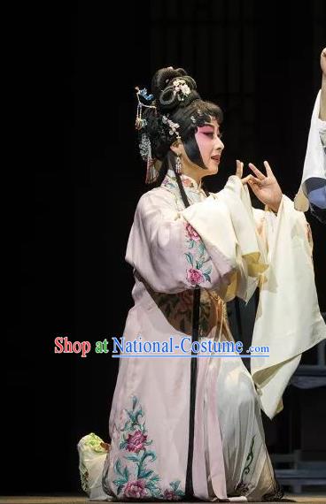 Chinese Kun Opera Young Lady Ruo Ye Dress Costumes and Headdress the Legend of Washing the Silk Gauze Kunqu Opera Actress Garment Apparels