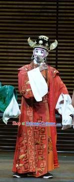 Chinese Kun Opera Magistrate Apparels Garment Costumes and Headwear the Legend of Washing the Silk Gauze Kunqu Opera Clown Role Clothing