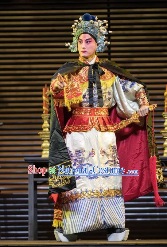 Chinese Kun Opera Takefu Warrior Apparels Garment Costumes and Headwear the Legend of Washing the Silk Gauze Kunqu Opera General Clothing