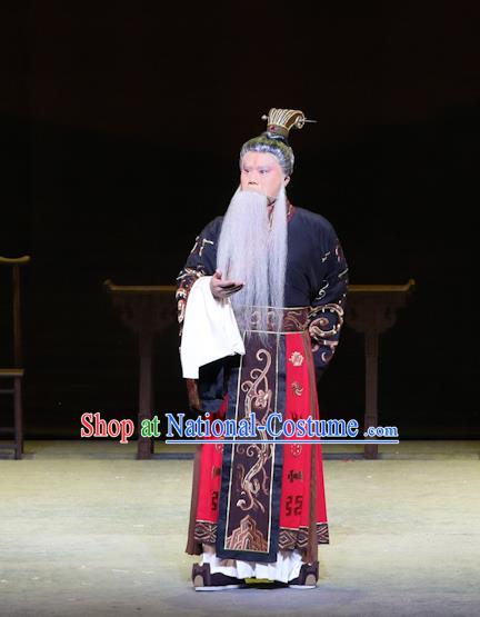 Chinese Kun Opera Emperor Yao Apparels Garment Costumes and Headwear Kunqu Opera the Dream of Xiang Fei Monarch Elderly Male Clothing