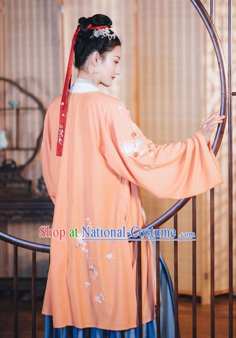 Chinese Traditional Song Dynasty Hanfu Dress Historical Costumes Ancient Young Lady Embroidered Garment