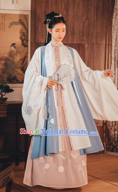 Chinese Ancient Ming Dynasty Historical Costumes Complete Set Princess Embroidered Garment Traditional Young Women Hanfu Dress