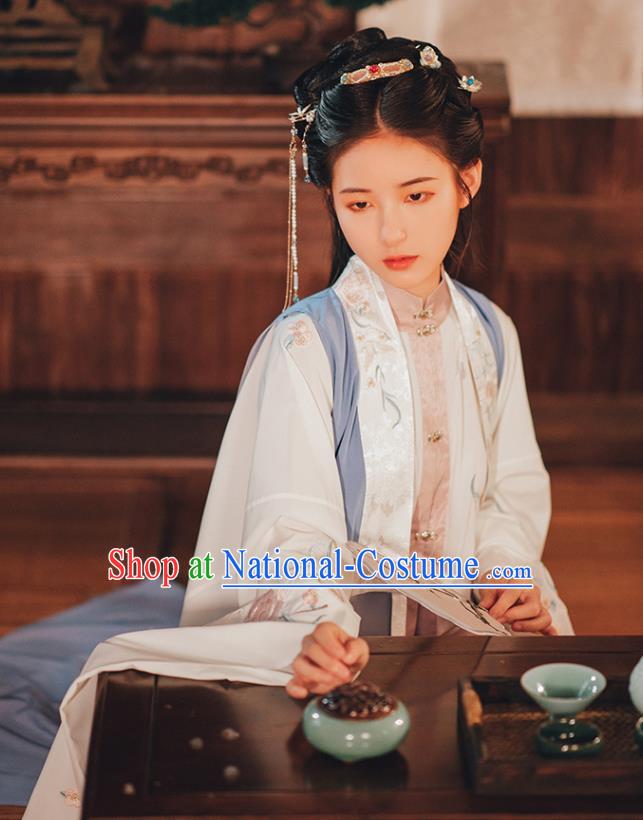 Chinese Ancient Ming Dynasty Historical Costumes Complete Set Princess Embroidered Garment Traditional Young Women Hanfu Dress