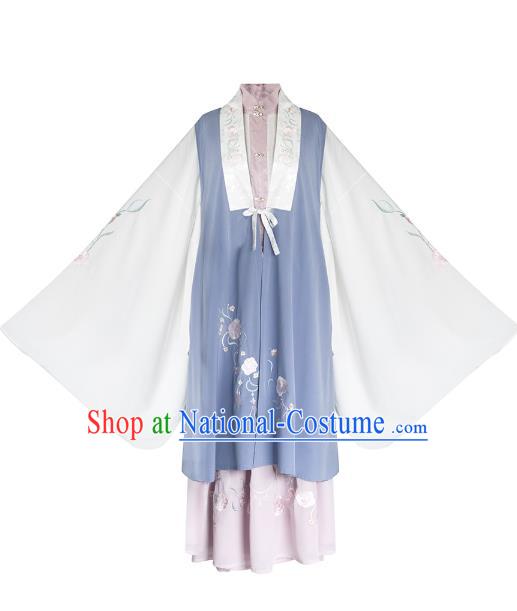 Chinese Ancient Ming Dynasty Historical Costumes Complete Set Princess Embroidered Garment Traditional Young Women Hanfu Dress