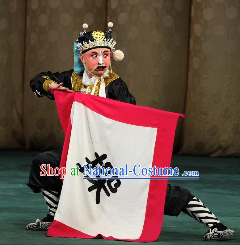 Interlocking Stratagem Chinese Kun Opera Chou Role Apparels and Headwear Kunqu Opera Martial Male Garment Costumes