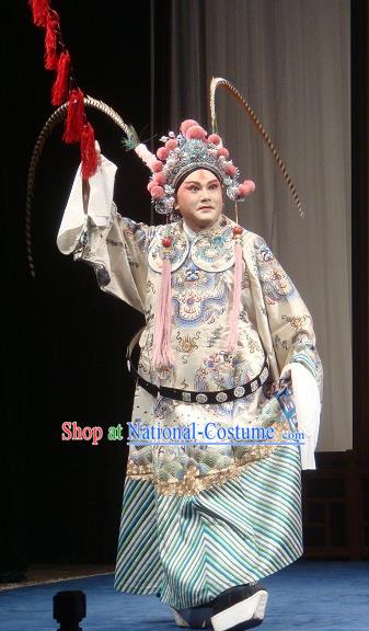 Interlocking Stratagem Chinese Kun Opera Embroidered Robe Apparels and Headwear Kunqu Opera Official Garment Costumes