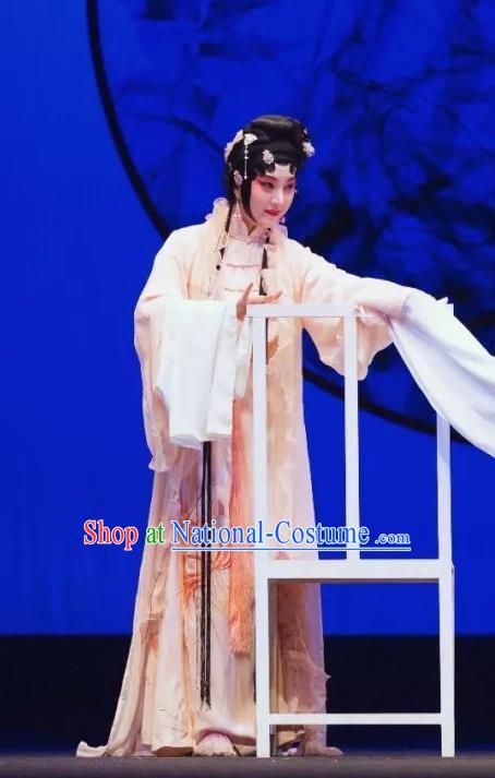 Chinese Kun Opera Hua Tan Apparels Costumes and Headpieces Romance Juliet Kunqu Opera Young Lady Ying Ling Dress Garment