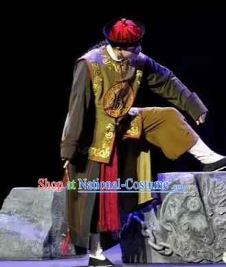 Gu Yanwu Chinese Figurant Chou Role Apparels and Headwear Kunqu Opera Soldier Garment Costumes