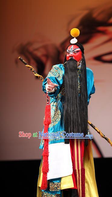 Thousands of Miles to Send Jing Niang Chinese Kun Opera General Zhao Kuangyin Apparels and Headwear Kunqu Opera Martial Man Garment Costumes