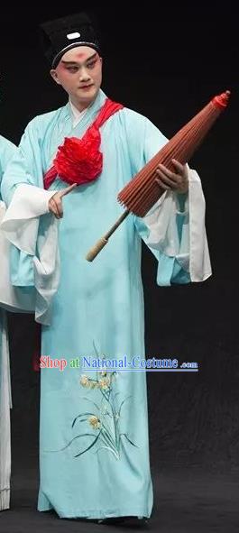 You Gui Ji Chinese Kun Opera Scholar Apparels and Headwear Kunqu Opera Young Male Jiang Shilong Garment Costumes