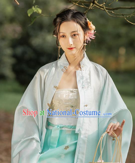 Chinese Traditional Ming Dynasty Golden Brocade Waistcoat Ancient Young Lady Garment Historical Costumes Corset Vest